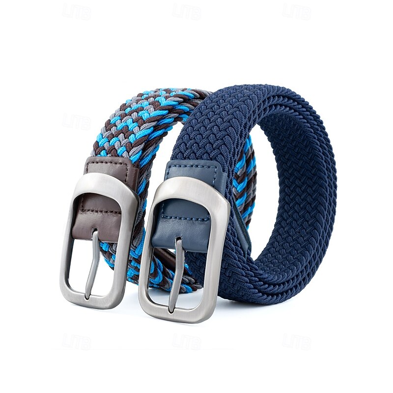 Men's Stretch Woven Elastic Belt with Metal Buckle – Casual Adjustable Braided Belt for Business, Travel and Daily Wear