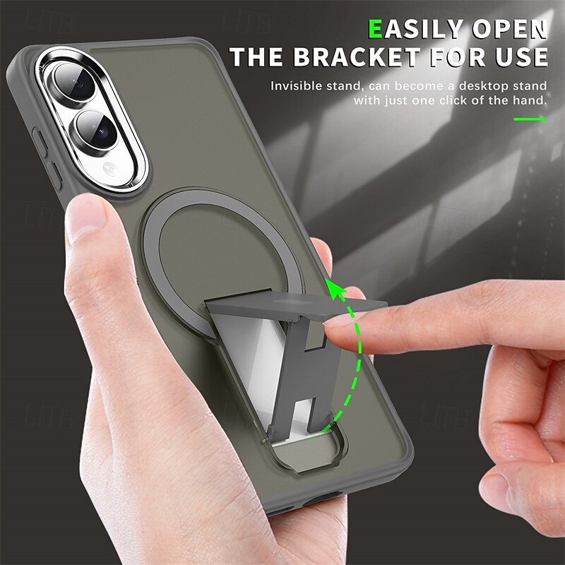 Phone Case For Samsung Galaxy S25 S25 Edge S24 Ultra Plus S24 FE S23 Back Cover Magnetic Adsorption with Stand Holder Translucent Magnetic PC4