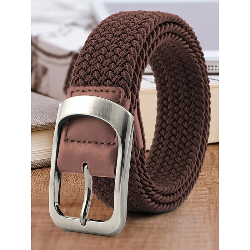 Men's Stretch Woven Elastic Belt with Metal Buckle – Casual Adjustable Braided Belt for Business, Travel and Daily Wear3