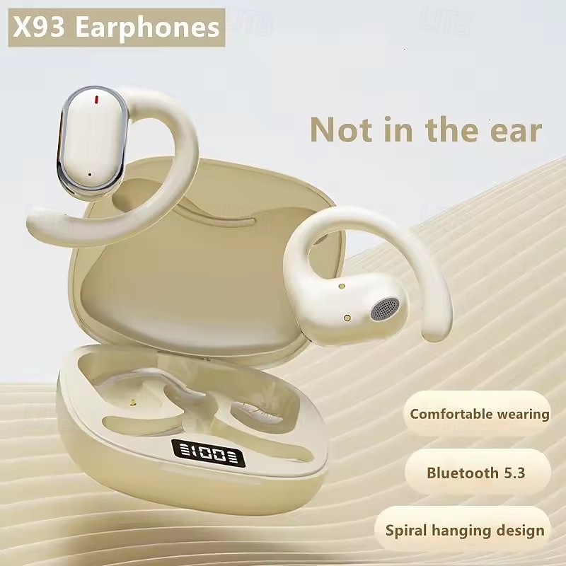 X93 Hands Free Telephone Driving Headset Ear Hook Bluetooth 5.3 Sports Stereo HIFI for Yoga Fitness Gym Workout Mobile Phone