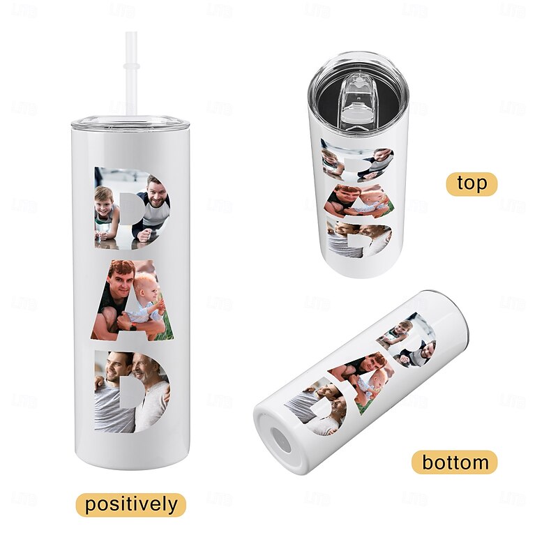 Personalized Tumbler with Straw Custom Photo Gift for Dad 30oz Stainless Steel Insulated Cup, Father's Day Birthday Gift for Dad Husband, Hot Cold Drink Travel Mug3