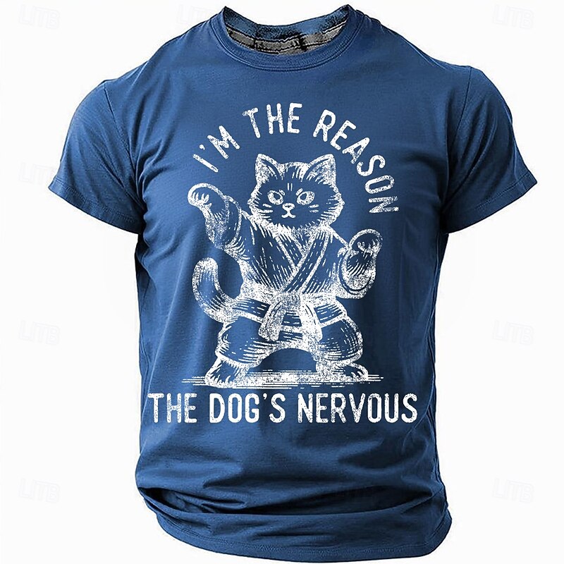 Men's Cat Funny T Shirt Short Sleeve T shirt 3D Print Crew Neck Shirt Fashion Daily Casual Street Casual Daily Black White Red Summer Spring All Seasons Clothing Apparel S M L XL XXL XXXL4