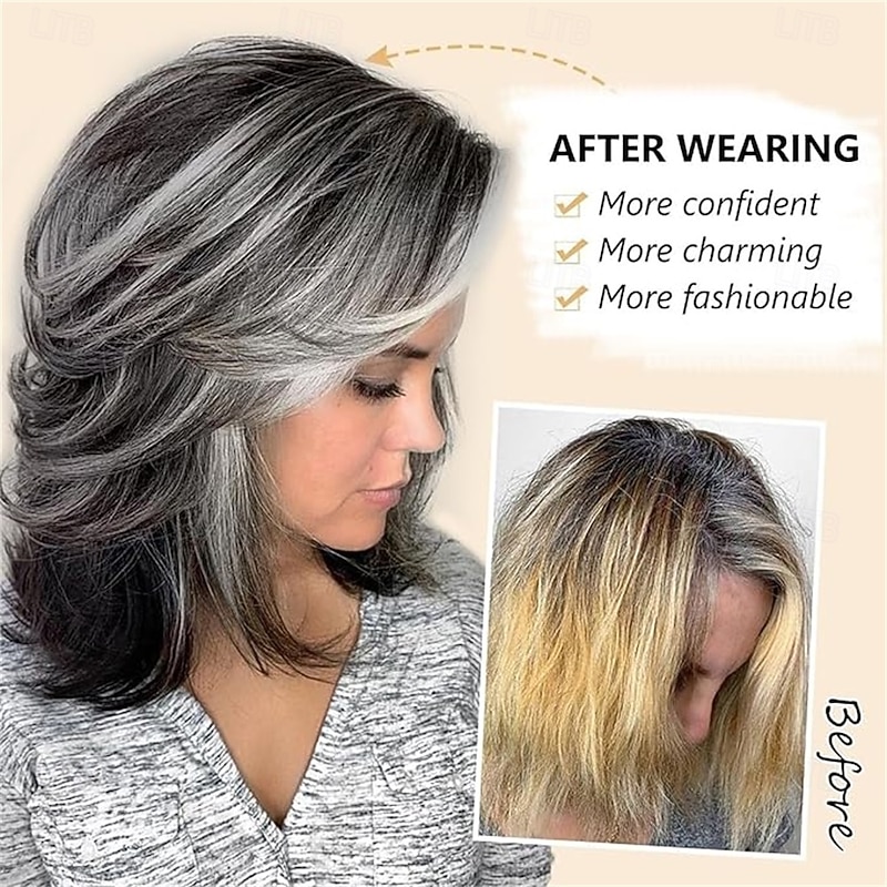 Short Ombre Highlight Brown Mixed Blonde Layered Wig Bangs Bob for Women Synthetic Short Blonde Pixie Cut4