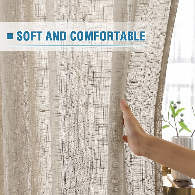 Linen Curtains Linen Looking Curtains for Living Room Burlap Linen Textured Light Filtering Nickel Grommet Curtains Bedroom Curtains 2 Panel Sets Privacy Added3