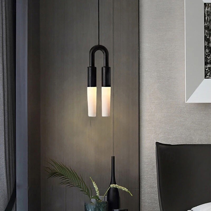 LED Pendant Lights Kitchen Island 22*62cm Chandeliers 2 Head Modern Farmhouse Foyer Entryway Light Fixtures Ceiling Hanging Over Table Warm White