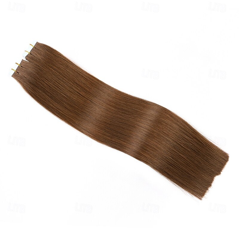 Human Hair Extensions Seamless 4# Brown Color Hair Tape In Straight Hair 18Inch 60G 20Pcs3
