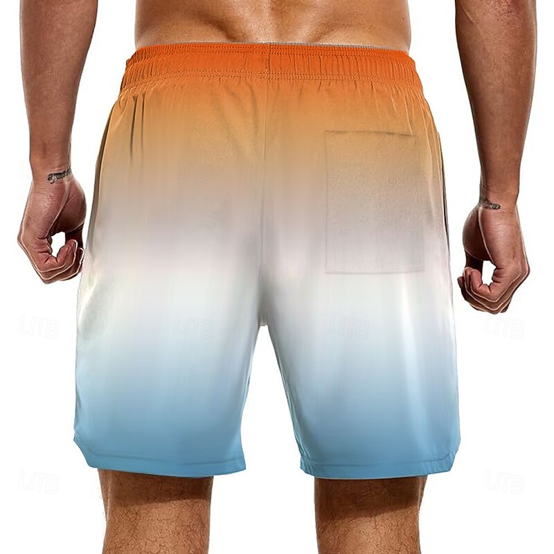Men's Turtles Sea Creatures Lined Shorts 2 in 1 Board Shorts Swim Shorts Mid Waist Hawaiian Vacation Holiday Beach Wear Side Pockets With Compression Liner Elastic Drawstring Waist Designer Clothing2