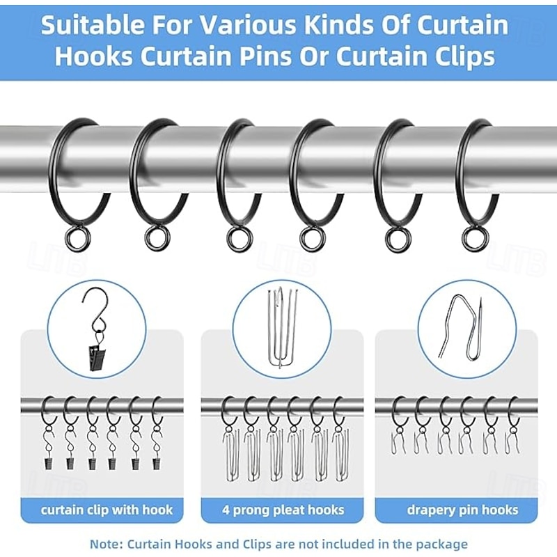48 Pack Curtain Rings with Eyelets Metal Drapery Rings for Pinch Pleat Curtains Panels Drape Rings Fits Up to 1.2 in Curtains Rod 1.5 Inch I D Silver4