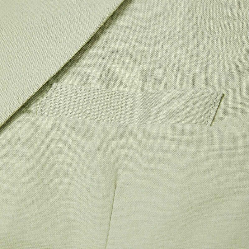 Men's Wedding Linen Suits Sage Half Lined Lightweight Summer Casual Solid Colored Standard Fit 2 Piece Single Breasted One-button4