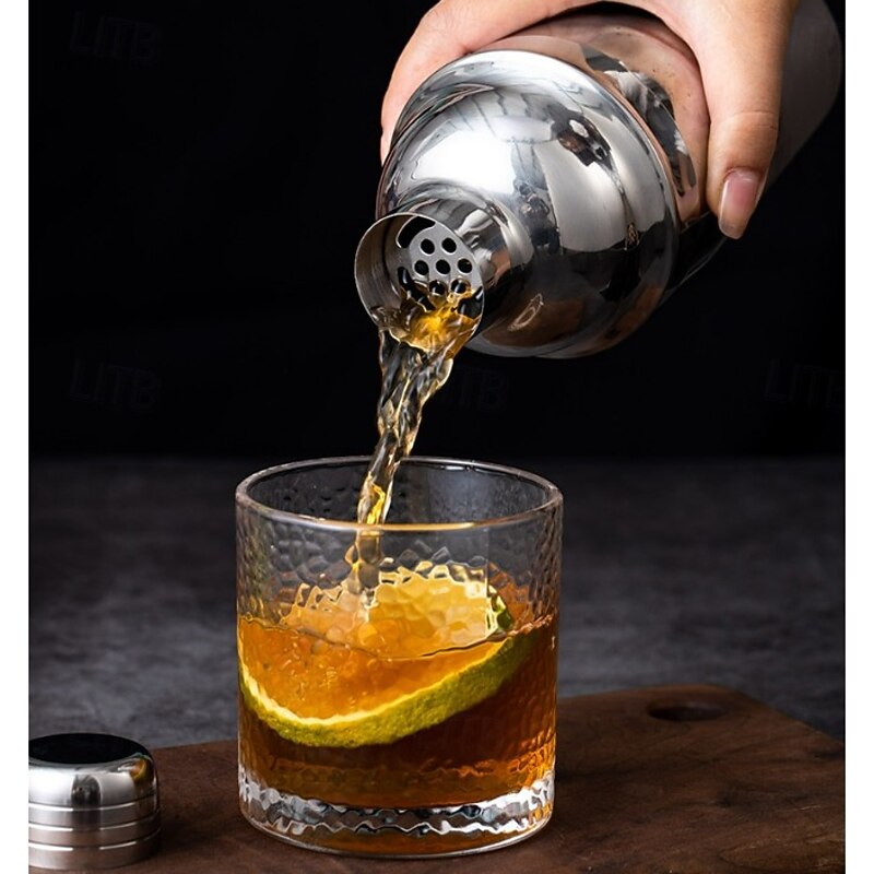750ml Cocktail Shaker Set - Martini Shaker w Built-in Drink Shaker Strainer, Muddler, Jigger, Mixing Spoon, Recipe Book for Bartending - Bar Shaker/Alcohol Shaker2