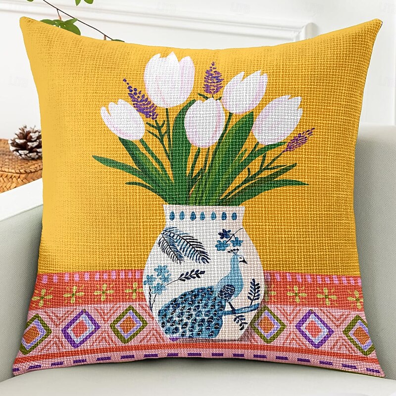 Tulips Vase Decorative Toss Pillows Cover 1PC Soft Square Couch Cushion Case Pillowcase for Bedroom Livingroom Sofa Chair3