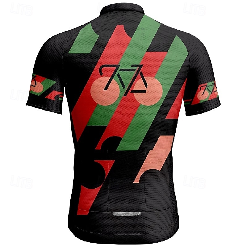 Men's Cycling Jersey Geometric Short Sleeve Bike Tee Tshirt Jersey with 3 Rear Pockets Mountain Bike MTB Quick Dry Anatomic Design Wicking Breathable Sports Red Blue Purple Clothing Apparel2