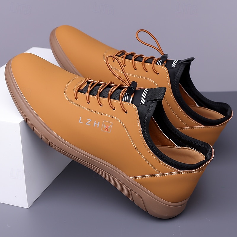 Casual Tan Lace-Up Sneakers for Men - Comfortable Everyday Shoes for Casual Outings2