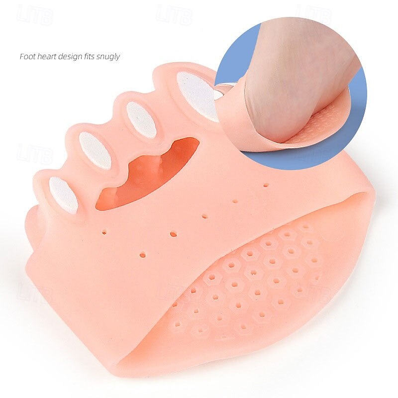 Five Hole Toe Separator Five Toe Arch Cushion Soft Shock Absorbing Pressure Relieving Massage Insole Half Size Pad For Thefoot Adjustable Toe Separator3