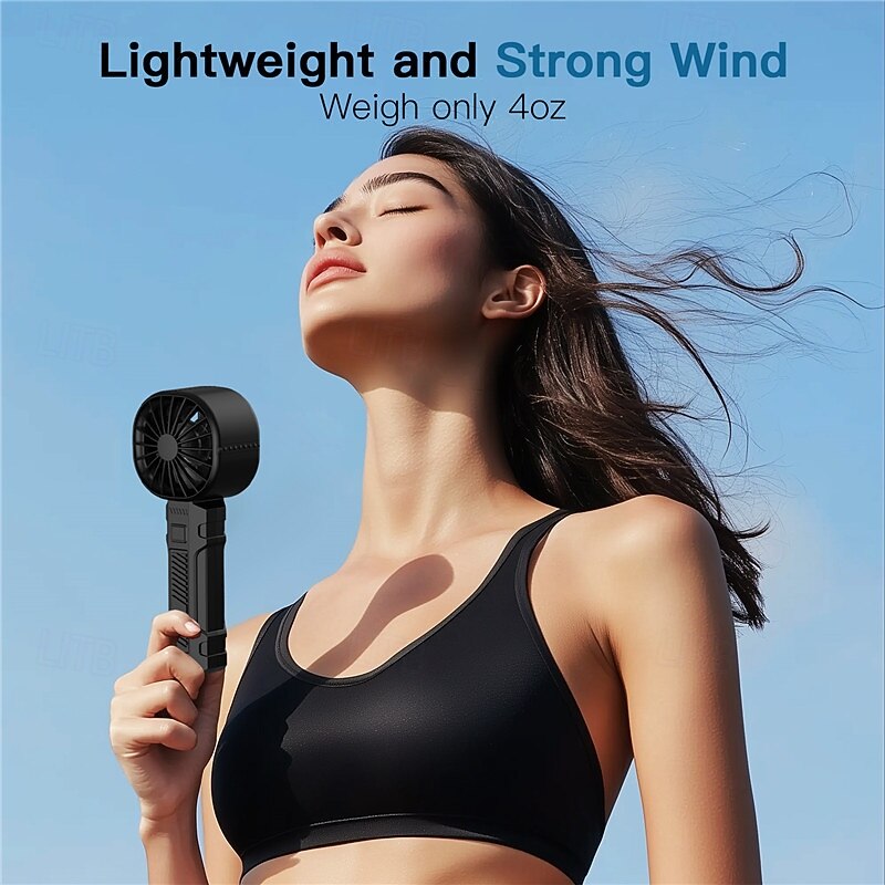 Rechargeable Handheld Fan with LED Display, 3000mAh Battery, Type-C Fast Charging, 3-Speed Brushless Motor, Lightweight Quiet Desk & Portable Personal Fan for Travel Office Outdoor Use2
