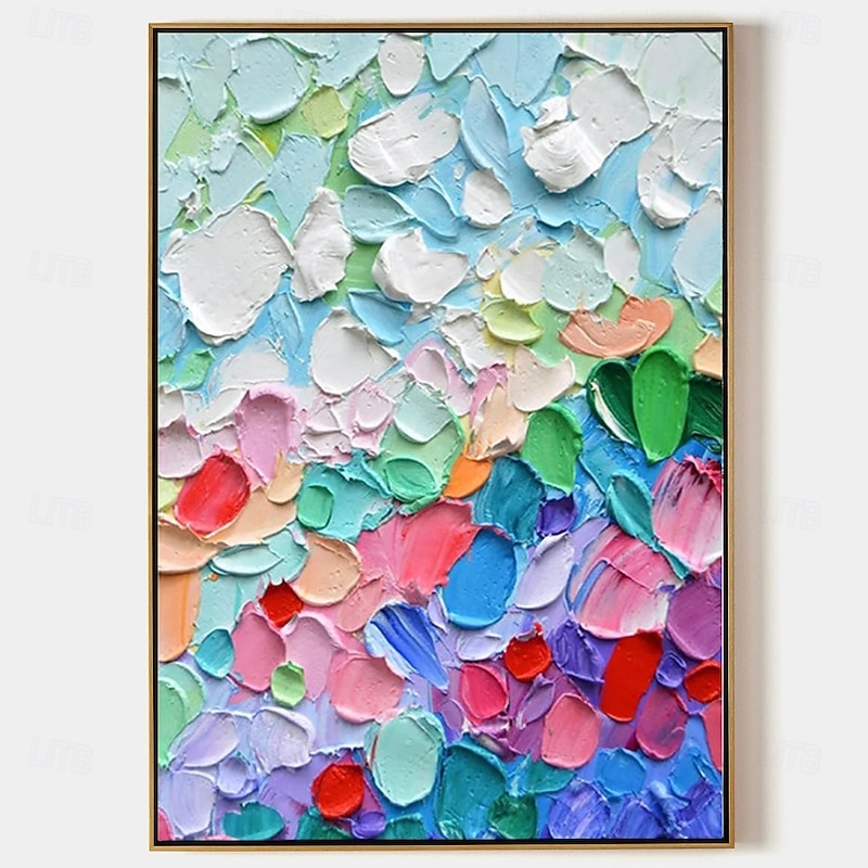 oil painting handmade  Colorful Dots Oil Painting on Canvas hand painted Modern Textured Wall Art 3D Floral Painting Contemporary Art Large oil painting Wall Art Living Room wall Decor4
