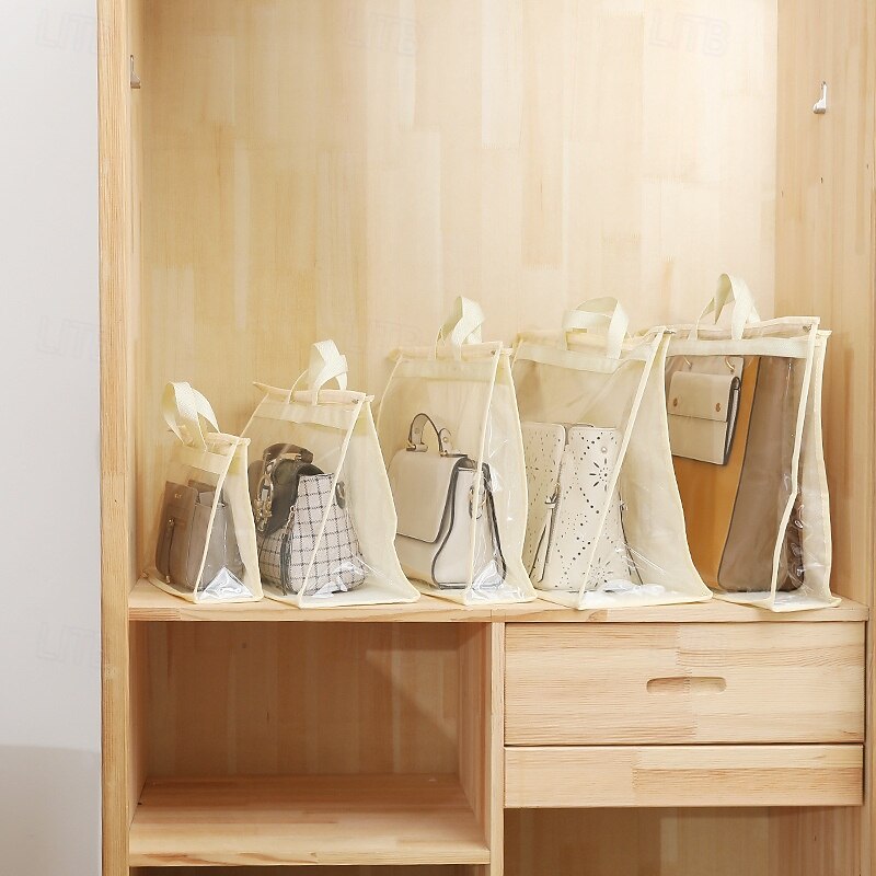 1pc Dust Cover Organizer Bags- Clear Handbag Storage Bag Purse Storage Organizer with Zipper and Handles for Closet Handbags Purses4