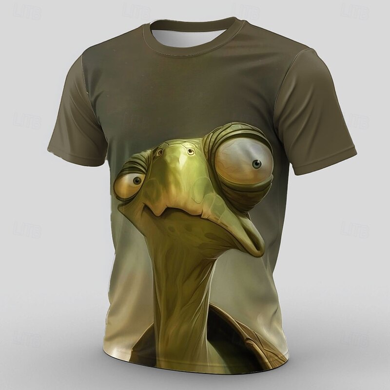 Men's Animal Funny T Shirt Short Sleeve T shirt 3D Print Crew Neck Shirt Exaggerated Designer Party Street Casual Green 1# Green 2# Green 3# Summer Spring All Seasons Clothing Apparel S M L XL XXL3