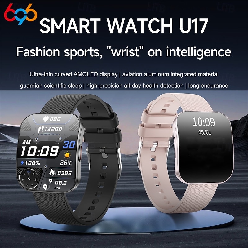 696 U17 Smart Watch 1.85" Fitness Watch Bluetooth Pedometer Call Sleep Reminder IPX0 Waterproof Compatible with iOS Android 40mm Case2