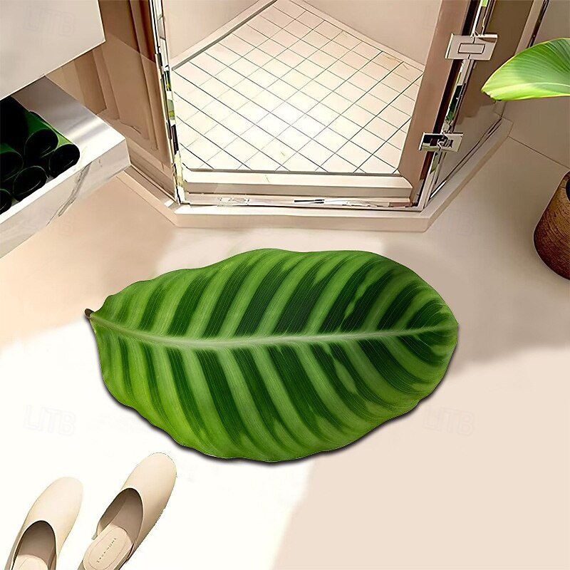 Leaf Shape Doormat Kitchen Mat Floor Mat Non-Slip Area Rug Oil Proof Rug Indoor Outdoor Mat Bedroom Decor Bathroom Mat Entrance Rug2