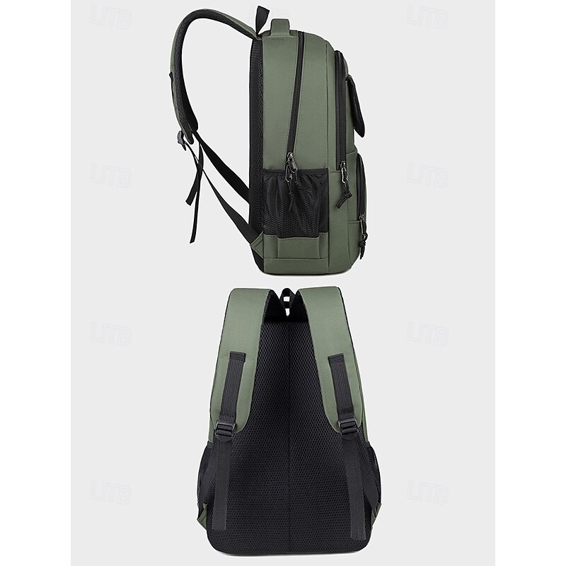 Men's Casual Backpack with Multiple Compartments, Durable Nylon Material, Stylish Design for School, Travel, and Everyday Use - Available in Green, Gray, Blue, and Black4