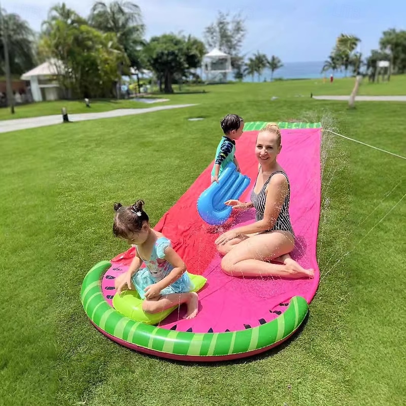 18ft Water Slides and 2 Bodyboards Lawn Water Slide Summer Slip Waterslides Water Toy with Build in Sprinkler for Backyard Outdoor Water Fun for Kids - Main Image