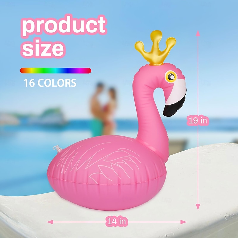 1 Pc outdoor solar RGB color changing crown flamingo swimming pool floating light, 28 key remote control to control pool landscape light3