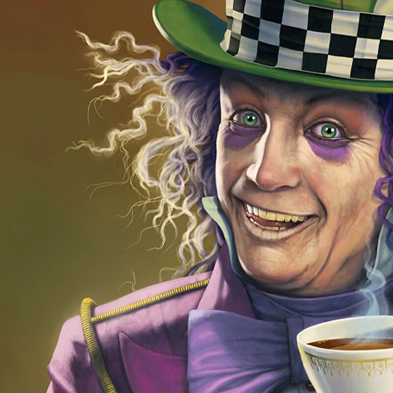 Mad Hatter Alice in Wonderland Men's Graphic T-Shirt - Checkered Short Sleeve Tee with 10/6 Print2