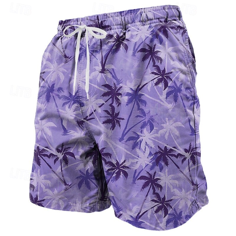 Men's Coconut Tree Gradient Color Tropical Plants Swim Shorts Board Shorts Swimming Trunks Mid Waist Hawaiian Beach Vacation Wear Side Pockets Mesh Lining Elastic Drawstring Waist Designer Clothing4