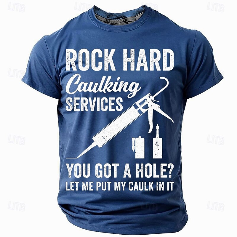 Men's Funny Graphic T-Shirt | Rock Hard Caulking Services | Hilarious Double Entendre Caulk Joke Short Sleeve Tee