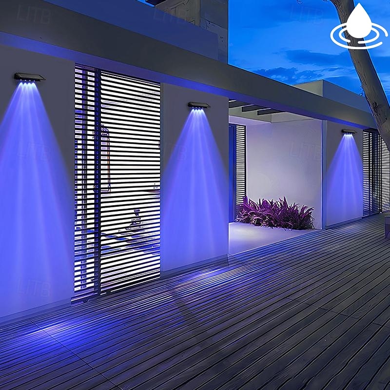 Solar Deck Lamp Outdoor Wall Washing Light Step Light Waterproof LED Wall Lamp Garden Porch Yard Fence Wall Landscape Decoration 2/4PCS