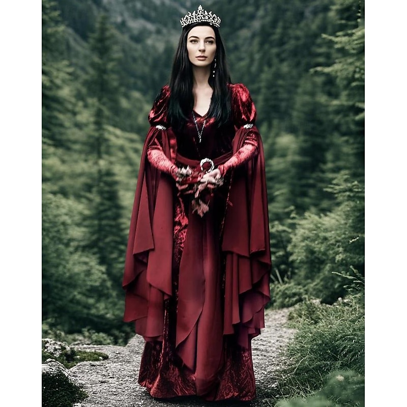 Medieval Renaissance Dress Prom Dresses Witch Viking Celtic Knight Fancy Dress Women's Celtic Royal Walpurgis Night Halloween Carnival Masquerade Performance LARP Ren Faire Adults' Dress