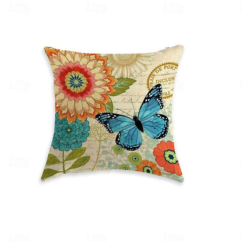Flower Pastoral Decorative Toss Pillows Cover 1PC Soft Square Couch Cushion Case Pillowcase for Bedroom Livingroom Sofa Chair4
