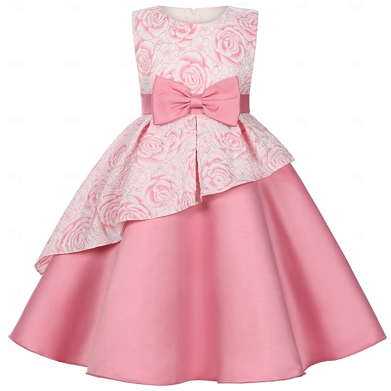 Kids Girls' Party Dress Graphic Sleeveless Performance Special Occasion Princess Sweet Polyester Party Dress Summer Spring kids Pink
