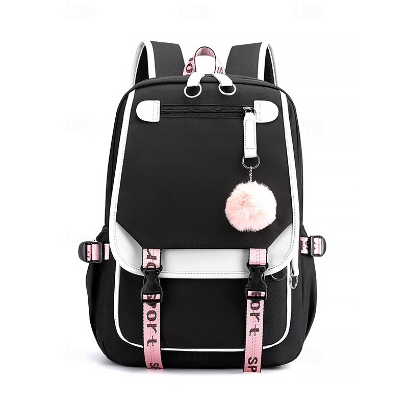 Men's Women's Kid's Backpack School Bag Bookbag School Backpack Bookbag School Daily Solid Color Polyester Oxford Cloth Large Capacity Lightweight Zipper Black / White Black Blue Black / Green4