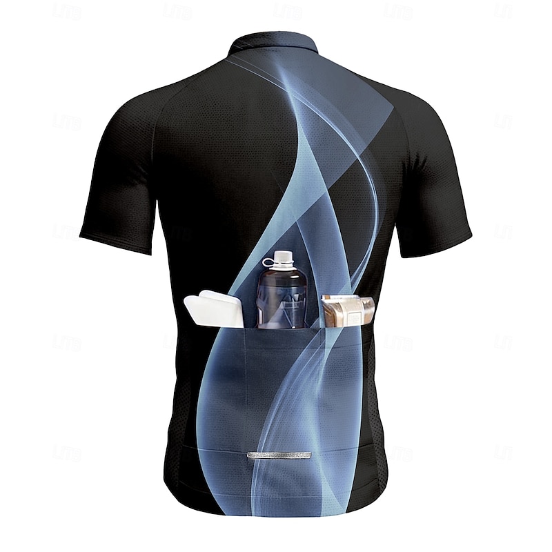 Men's Cycling Jersey Graphic Geometric Short Sleeve Bike Tee Tshirt Jersey Top with 3 Rear Pockets UV Resistant Quick Dry Front Zipper Reflective Strips Sports White Blue Clothing Apparel2