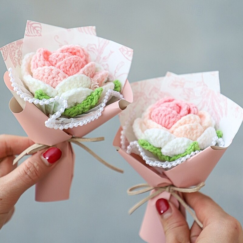 Handmade Crochet Flower Bouquet, Gift for Her, Eternal Knitted Floral Arrangement for Mother's Day, Valentine's Day, Christmas, Anniversary, or Birthday4