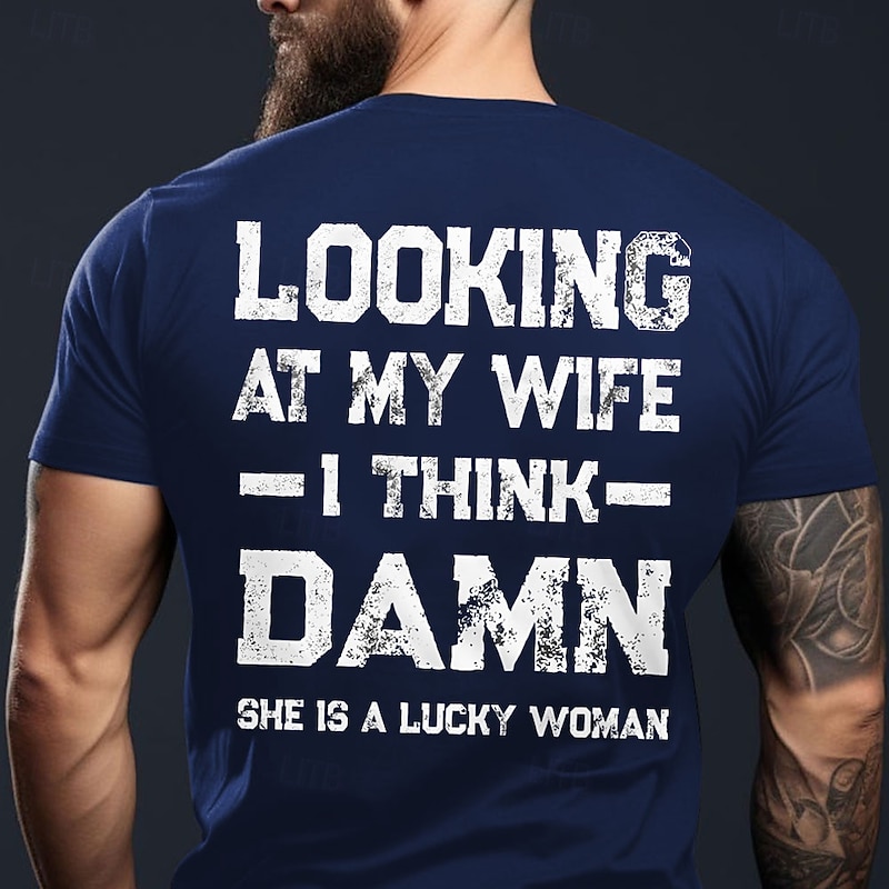 Men's Funny Wife T Shirt Short Sleeve T shirt 3D Print Crew Neck Shirt Fashion Daily Casual Street Casual Daily Black Blue Green Summer Spring All Seasons Clothing Apparel S M L XL XXL XXXL