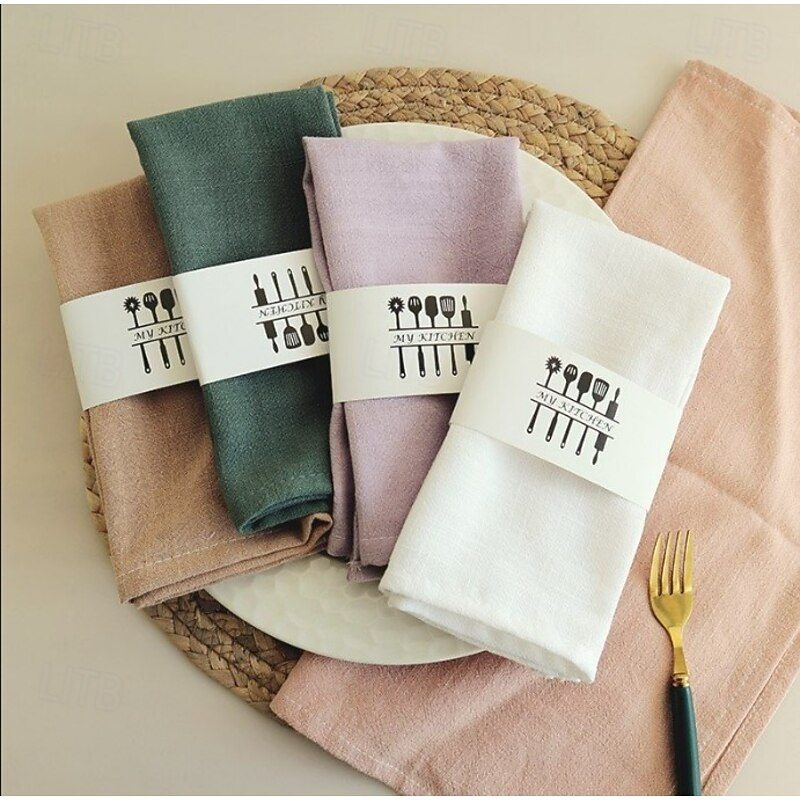 Cotton And Linen Napkins, Household Kitchen Napkins, Plain Colored Placemats, Square Tea Napkins, Linen And Cotton Napkins