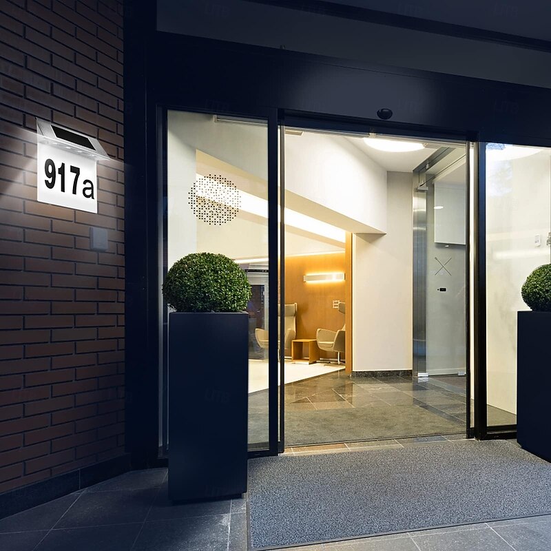 1 Pc outdoor solar stainless steel Adress light street sign wall lights House Number Lights Porch yard entrance lighting3