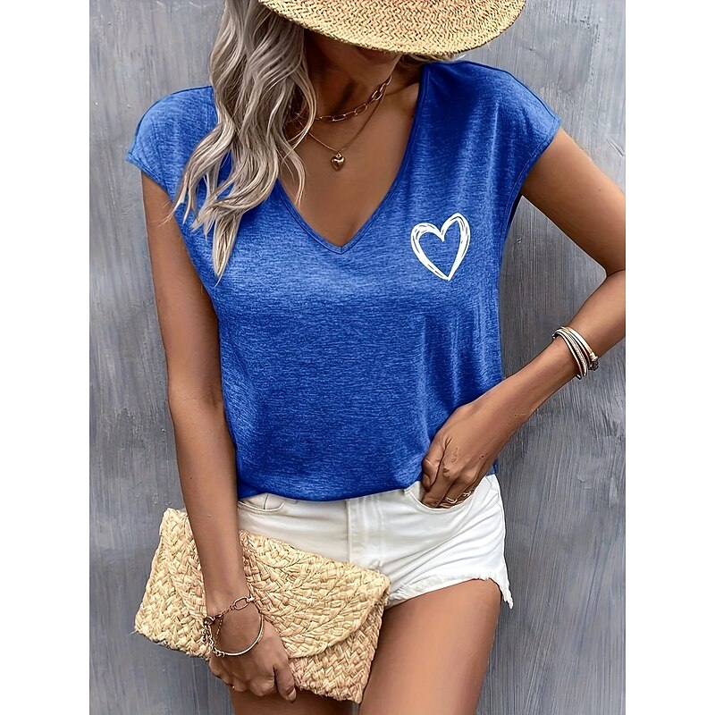 Women's Camisole Tank Top Boho Heart Bohemia Vintage Stylish Sleeveless Crew Neck Regular Tops Daily Weekend Vacation Wear Print Pink Royal Blue Light Blue Summer Spring3