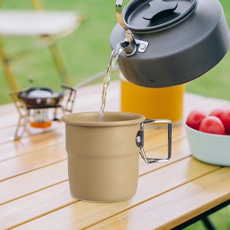 Camping Cup 4PCS,Camping Mug, Camping Cups & Mugs, Camping Coffee Cup, Metal Travel Coffee Mug, Wear-Resistant Coffee Mug,  Strong and Dependable Drinking Mugs for Picnics, Hiking, Biking, Climbing3