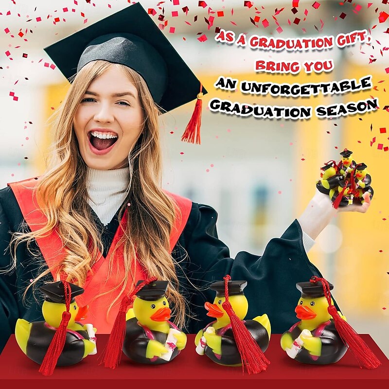 10 PC Car Dashboard Decor Graduation Hat Rubber Duck Car Ducks Ornaments with Graduation Cap4