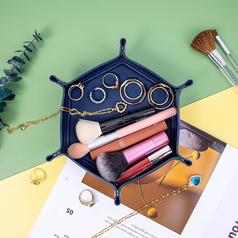 Desktop Organizer Tray, Multi-Compartment Storage Box for Keys, Cosmetics, Jewelry, and Miscellaneous Items, Foldable Entryway Storage Tray3