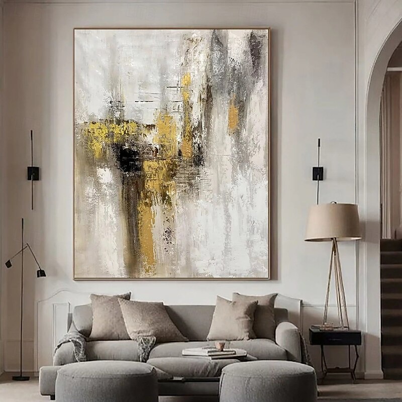 Hand painted Abstract Gold Paintings On Canvas handmade Rich Textured Acrylic Painting Modern Wall Art Hand Painted Artwork canvas paintings for Living Room office hotel Wall Decor4