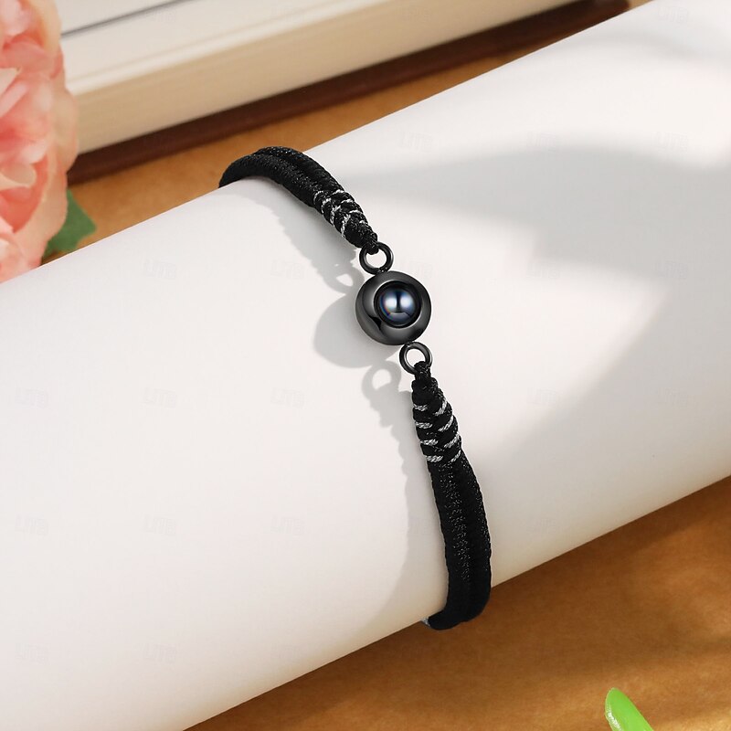 Personalized Photo Projection Bracelet with Braided Rope Custom Best Gift for Dad, Husband or Boyfriend, Light Projection Jewelry for Father's Day, Birthday, Anniversary, Christmas3