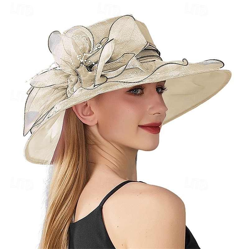 Kentucky 2025 Derby Hat for Women Ladies Organza Fascinator Easter Tea Party Bridal Church Sunday Sun Hat