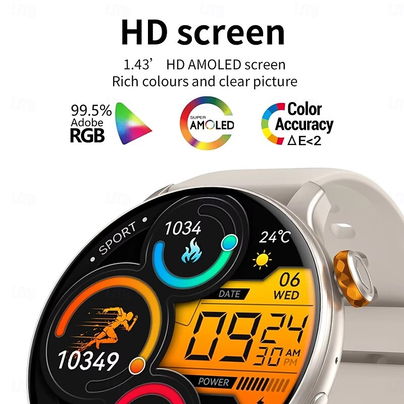 CY26 Smart Watch with Large AMOLED Screen HD Bluetooth Calling & Voice Assistant – Fitness Tracker for Men & Women3