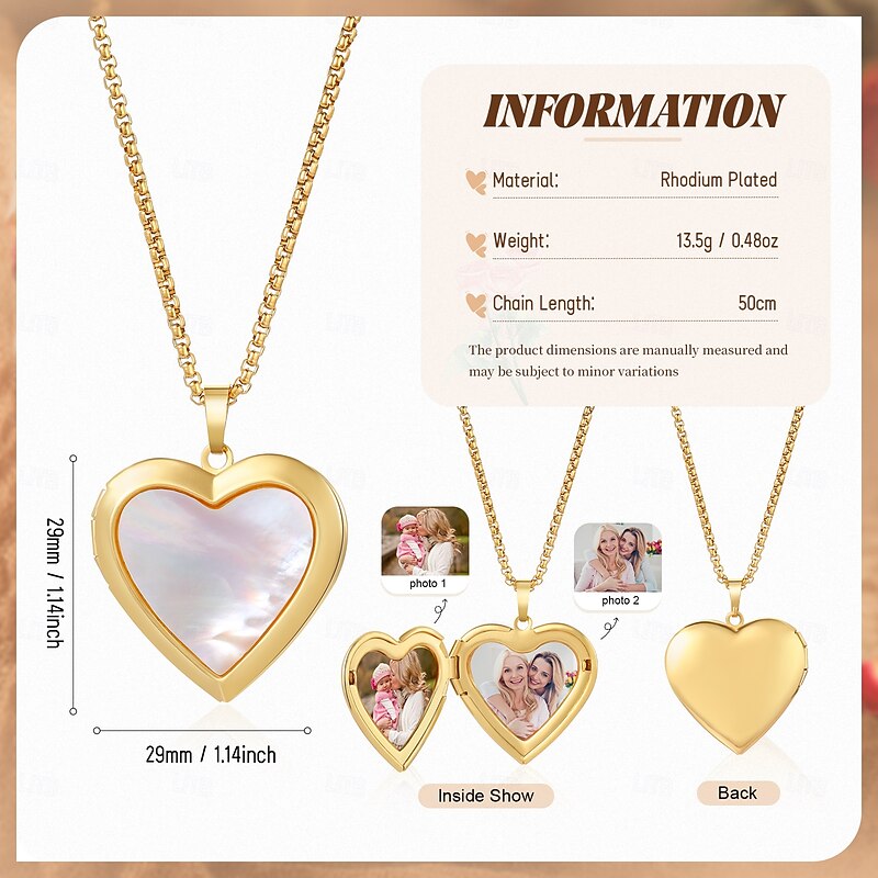 Personalized Photo Album Locket Necklace Custom Best Gift for Mom, Folding Memory Pendant for Wife Girlfriend Daughter Friend, Mother's Day Valentine's Christmas Birthday Keepsake2
