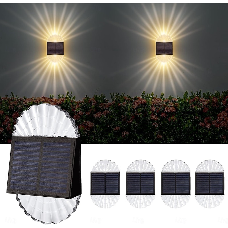 2/4 Pcs Solar Fence Wall Lights Outdoor Waterproof  Gaeden Lights for Yard Deck Garden Patio Lighting Decoration